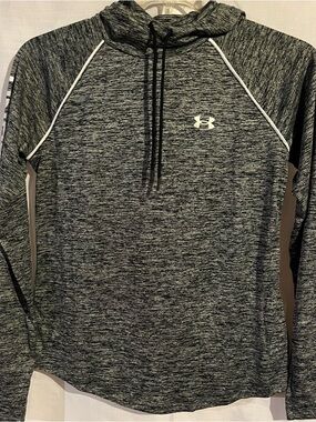 Under Armour Black and Gray Marled Hooded Pullover